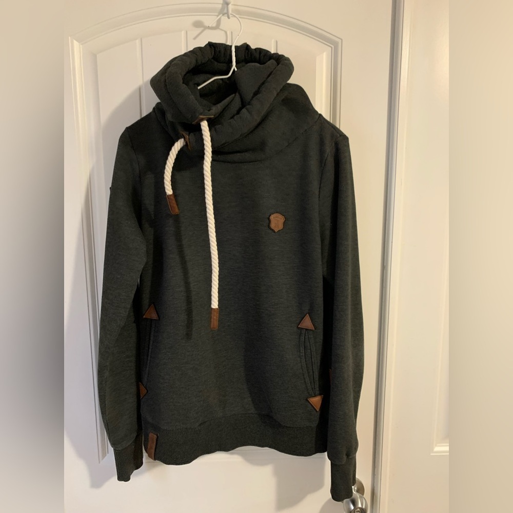 Naketano Germany Brave New World Gray Pullover Hooded Sweatshirt Size L